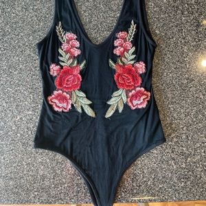 Black Rose Detail Bodysuit
